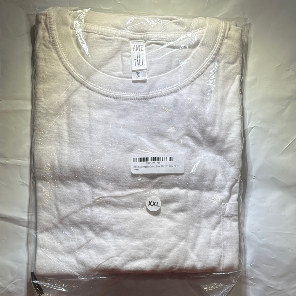 NWT Have It Tall White Short Sleeve Tee Crew Neck Basic Solid Casual XXL Tall